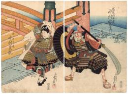 上方役者絵　武蔵坊弁慶と源ノ牛若丸