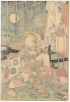 見立月尽　櫺子の月　中万字屋玉菊　