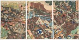 山城之国笠城之石家合戦之図　