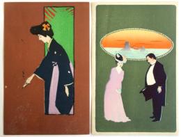 明治木版絵葉書　2枚