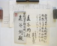 喜多武四郎　書簡1通・葉書2枚　森谷均宛