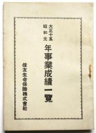住友生命保険株式会社　大正十五 昭和元年事業成績一覧