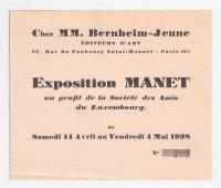 EXPOSITION DE MANET -au profit des amis du luxembourg-1928