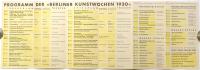 Programm BERLIN Kunstwochen 1930　ベルリン芸術週間プログラム