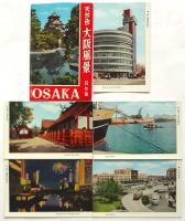 天然色 大阪風景　絵葉書　8枚組中5枚袋付
