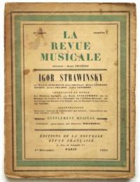 LA REVUE MUSICALE　5e année numéro2　Igor Strawinsky