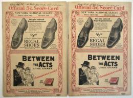 NEW YORK NATIONAL LEAGUE 1928　Official 5¢.Score Card　2部