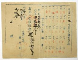 上州境町牛乳所 喜恵舎　明治28年9月分牛乳代価受取之證