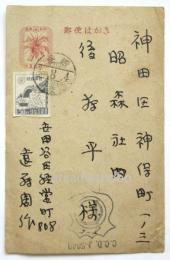 遠藤周作葉書　昭森社後藤平宛　GHQ民間検閲局印