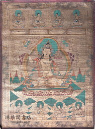 西蔵タンカ 金地文殊菩薩像