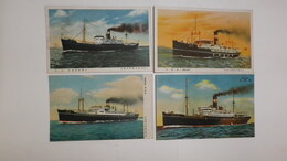 日本海汽船株式会社　日満連絡船絵葉書　4枚(満洲丸、射水丸、月山丸、熱田丸)