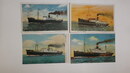 日本海汽船株式会社　日満連絡船絵葉書　4枚(満洲丸、射水丸、月山丸、熱田丸)