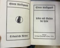 Kierkegaard Gesammelte Werke　Bd.1-12 （第9巻欠）, Eine Biographie 1/2,(C. Schrempf)  Sören Kierkegaard Sein Leben und seine Werke (O.P.Monrad),  Leben und Walten der Liebe(Erbauliche Reden Band 3)