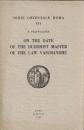 On the Date of the Buddhist Master of the Law Vasubandhu