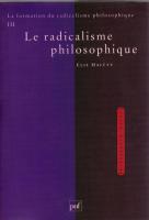 La formation du radicalisme philosophique