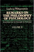 Remarks on the Philosophy of Psychology Vol.1/2