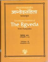Āśvalāyana Samhitā of the Rgveda: With Padapāṭha Vol. I/II