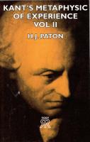 Kant's Metaphysic of Experience