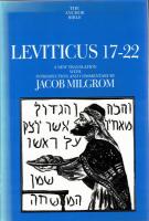 Levitucus 1-16, 17-22 : A New Translation with Introduction and Commentary
