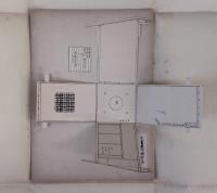 数寄屋おこし絵図  利休（不審庵）／宗旦（今日庵）／江岑（三畳中板）／不白（蓮華庵）／織部（中潜）／他