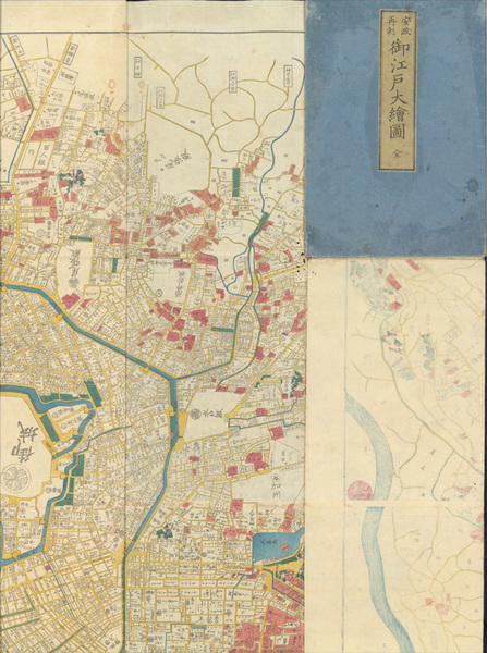\"未使用\" 超大判色繪　安政六巳未年新刻『御江戸絵圖』、須原屋茂兵衛蔵板 御江戸絵図【安政6（1859）】 | Original map, illustration digital