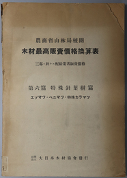 木材最高販売価格換算表  特殊針葉樹篇（エゾマツ・ベニマツ・特殊カラマツ）：三都ニ於ケル配給業者販売価格