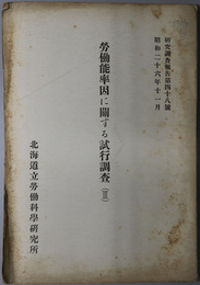 労働能率因に関する試行調査  研究調査報告 第４８号