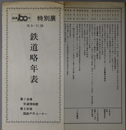 鉄道略年表  鉄道１００年特別展１０．５～１１．２６ 第１会場交通博物館 第２会場国鉄ＰＲコーナー