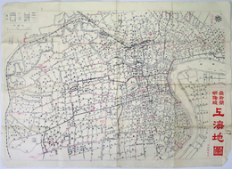 最新簡明路線上海地図  １９５５年１０月印［馬路・市輪渡・鉄路・有軌電車・公共汽車／他］