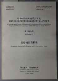 高齢化社会における世帯形成の地域差に関する人口学的研究 昭和６１－６３年度特別研究：世界統計資料集（人口問題研究所特別研究報告資料）