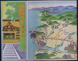 越前電気鉄道・三国芦原電鉄・越前自動車沿線案内  ［鳥瞰図：沿線名所御案内 大本山永平寺・小舟渡遊園・白山登山／他］