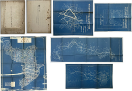 東京市都市計画資料一括 公園計画図・発電計画一覧図・道路台帳路線一覧図・橋梁工事平面図・防火水道配置図／他