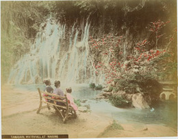 手彩色写真（鶏卵紙）  箱根 玉簾ノ滝：TAMADARE WATERFALL AT HAKONE