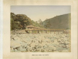 手彩色写真（鶏卵紙）  湯本：SANMAI BASHI（BRIDGE） NEAR YOUMOTO