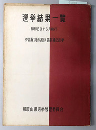 選挙結果一覧  昭和２９年６月執行：参議院（地方選出）議員補欠選挙