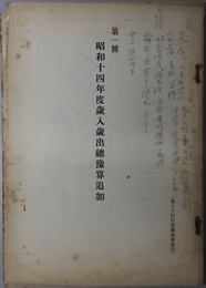 歳入歳出総予算追加  第７４・７５回帝国議会提出
