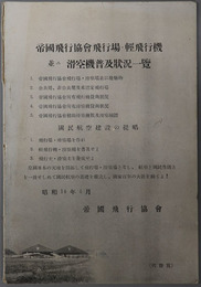 帝国飛行協会飛行場・軽飛行機並ニ滑空機普及状況一覧  昭和１４年４月
