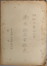 衛生物品員数表／物品員数表／厩舎用物品配置表
