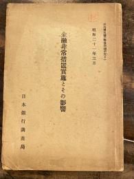 金融非常措置実施とその影響