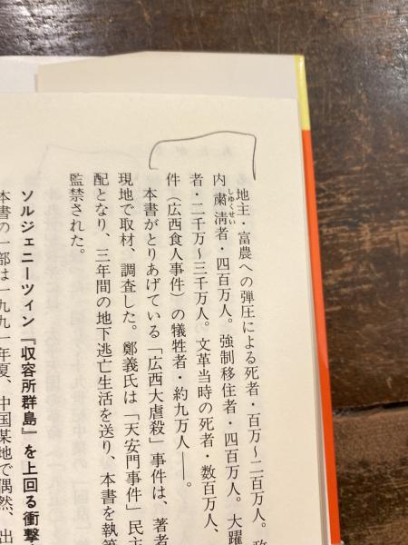 食人宴席 : 抹殺された中国現代史(鄭義 著 ; 黄文雄 訳) / 古本、中古