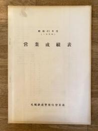 昭和41年度(1日平均) 営業成績表　国鉄札幌鉄道管理局営業部