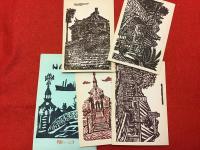 木版画絵葉書セット ・長崎／鈴木尉浩4枚 ・苔寺／無作者名4枚 ・京