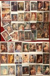 絵葉書　日本人画家　裸婦（僅か半裸、微裸含む）　51枚一括　宛名面書き込みあり4枚　