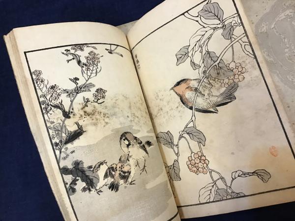 木版画本聚鳥畫譜大正5年再版三冊揃い天、地、人沼田荷舟画初版は明治18年～22年 古美術もりみや/浮世絵・版画の販売・買取致します。浮世絵を