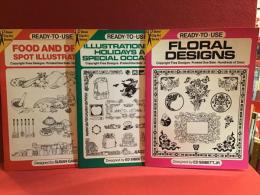 Dover Clip-Art Series READY TO USE　3冊一括　・FLORAL DESIGNS（1980年　花のデザイン集）・FOOD AND DRINK SPOT ILLUSTRATIONS（1982年　飲食関連イラスト集）・ILLUSTRATIONS FOR HOLIDAYS AND SPECIAL OCCASIONS（1983年　祝祭日関連イラスト集）