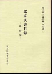足立風土記資料　古文書1　諸家文書目録　佐野家