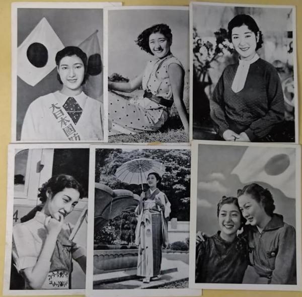 戦前映画女優プロマイド 大日本国防婦人会 日の丸 原節子ほか / 古本