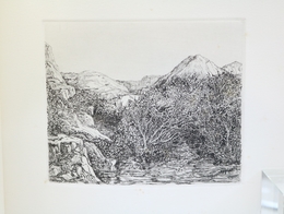 詩集　山の奥　限定150部　駒井哲郎オリジナル銅版画「風景」「森」入