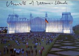 クリスト　アンド　ジャンヌ＝クロード　
アート・カード　包まれたライヒスターク（１）　直筆サイン
Christo and Jeanne-Claude