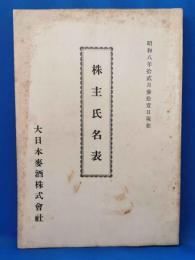 株主氏名表　<大日本麦酒株式会社：昭和8年12月31日現在>